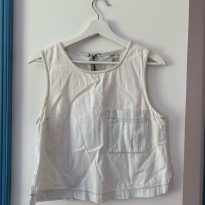 F21 White Chambray Crop Top